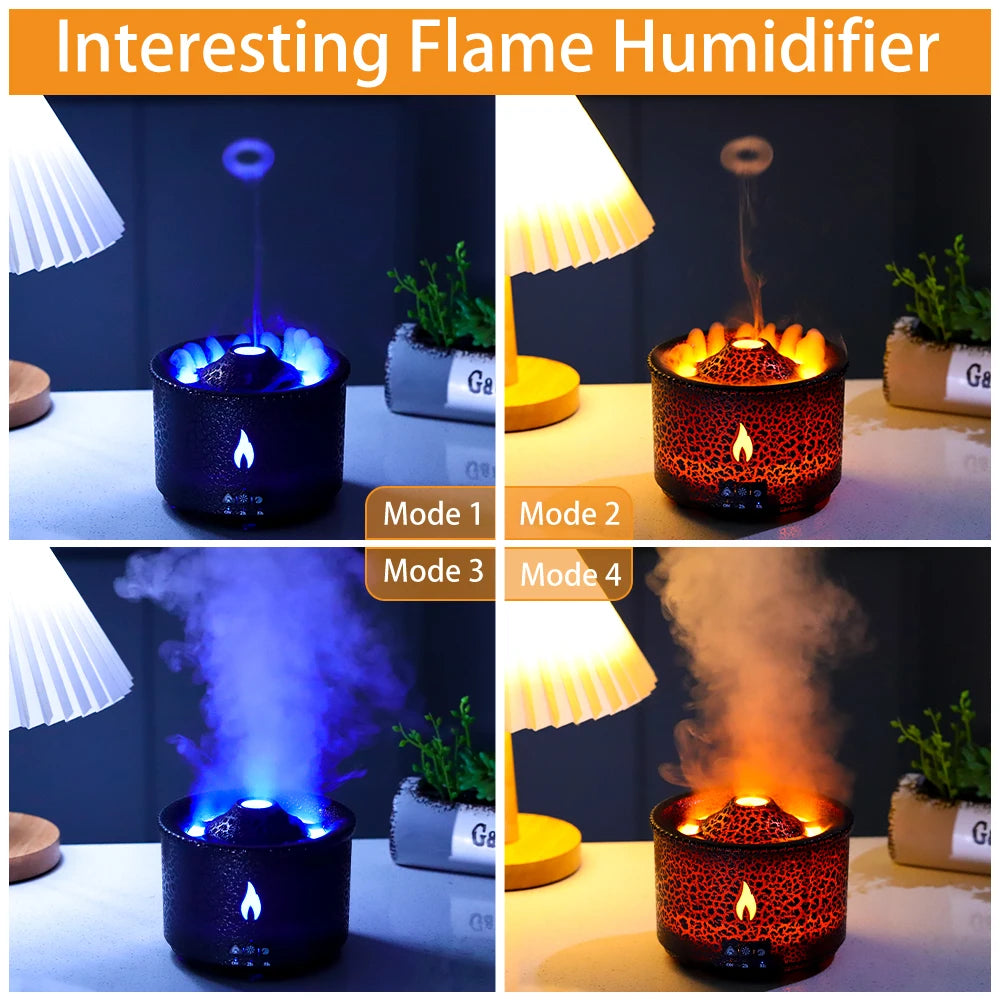 Volcano Flame Aroma Diffuser & Humidifier with Remote - Jellyfish Mist Maker for Home Fragrance