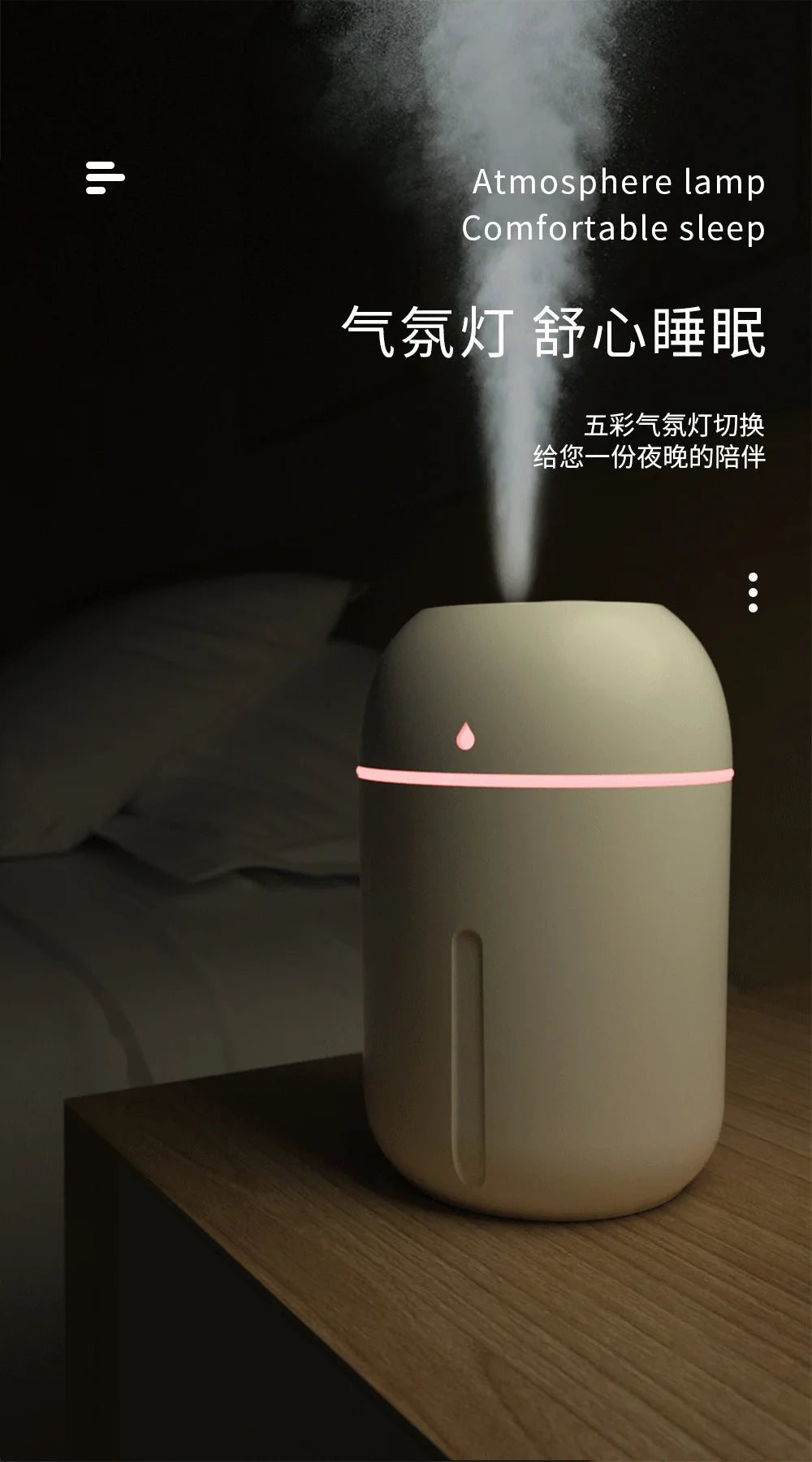 USB Ultrasonic Aroma Diffuser - 330ML Quiet Essential Oil Humidifier for Home