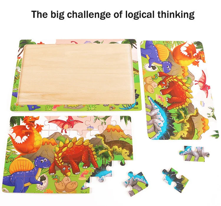 Affordable 30-Piece Montessori 3D Animal Puzzle - Fun Educational Wooden Jigsaw for Kids