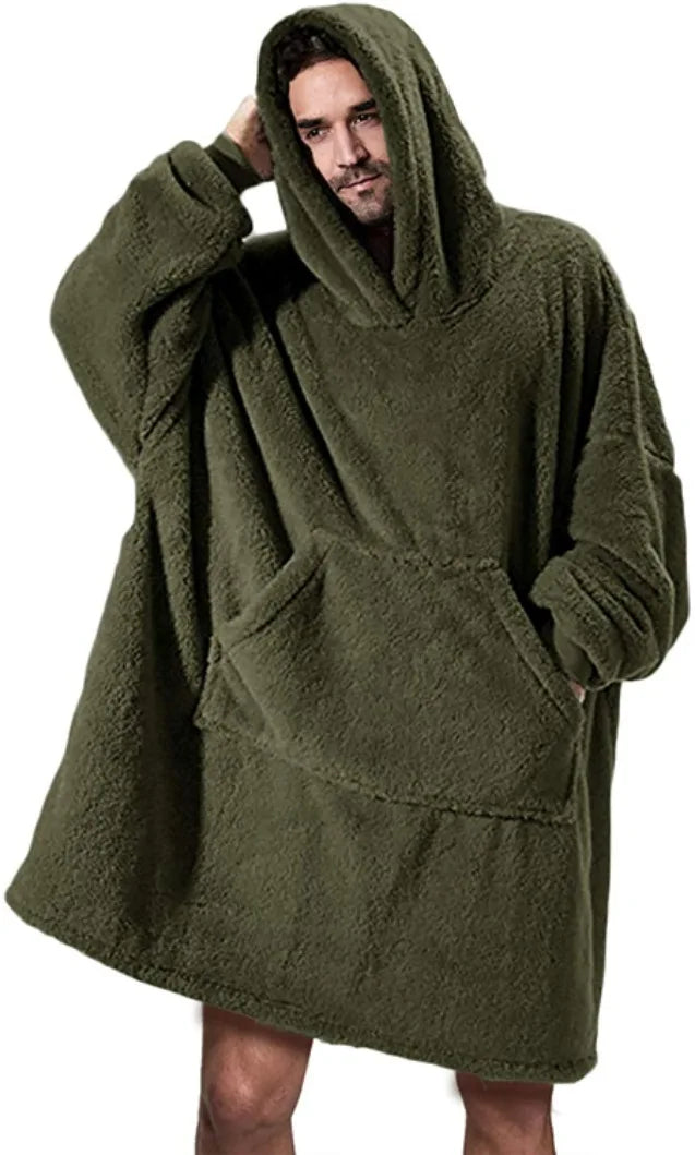 Cozy MIDSUM Oversized Winter Hoodie Blanket for Women - Warm Fleece with Sleeves & Large Pocket