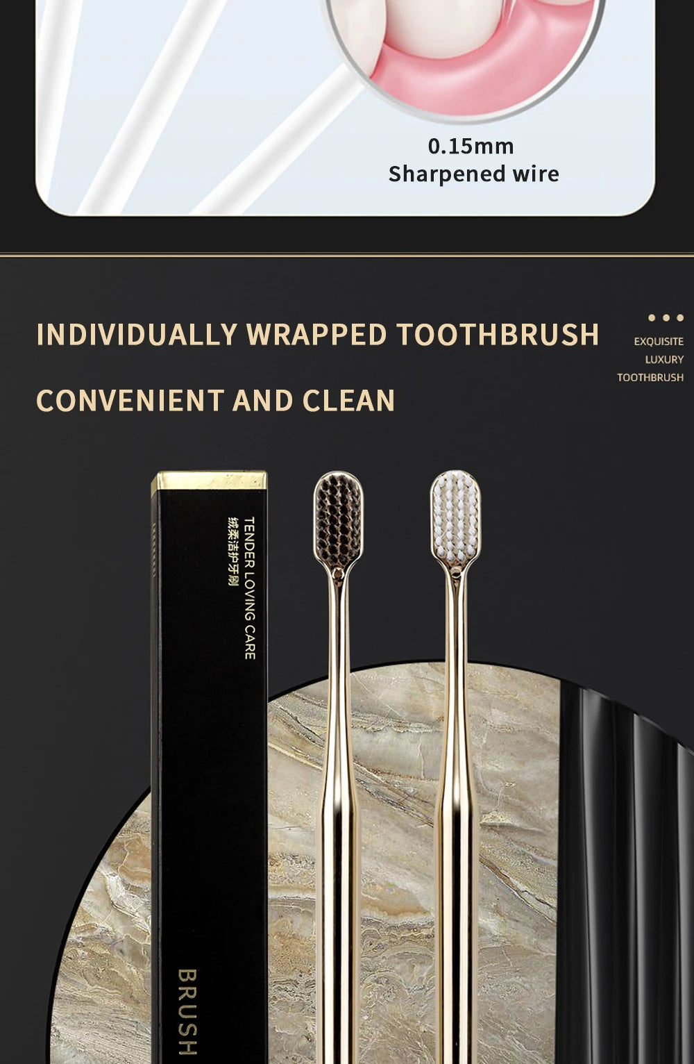 Elegant Gold & Silver Soft Toothbrushes for Adults - Gentle Luxury Dental Care