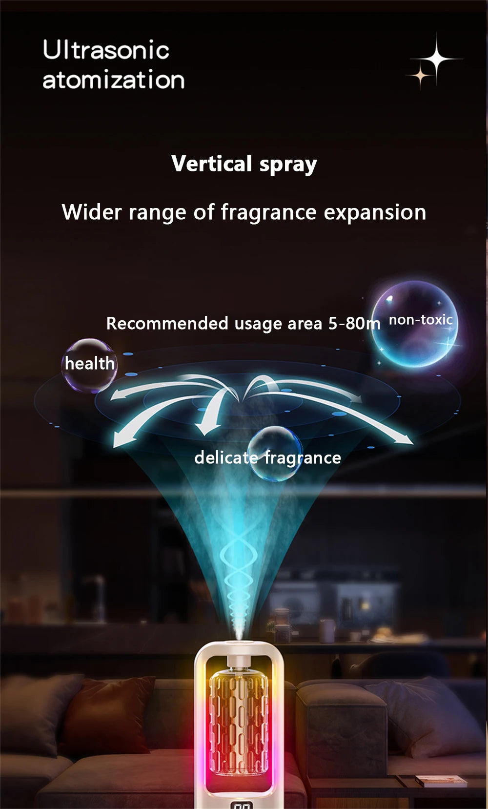 5gear Aroma Diffuser: Essential Oil Air Freshener with Colorful Lights for Home & Office