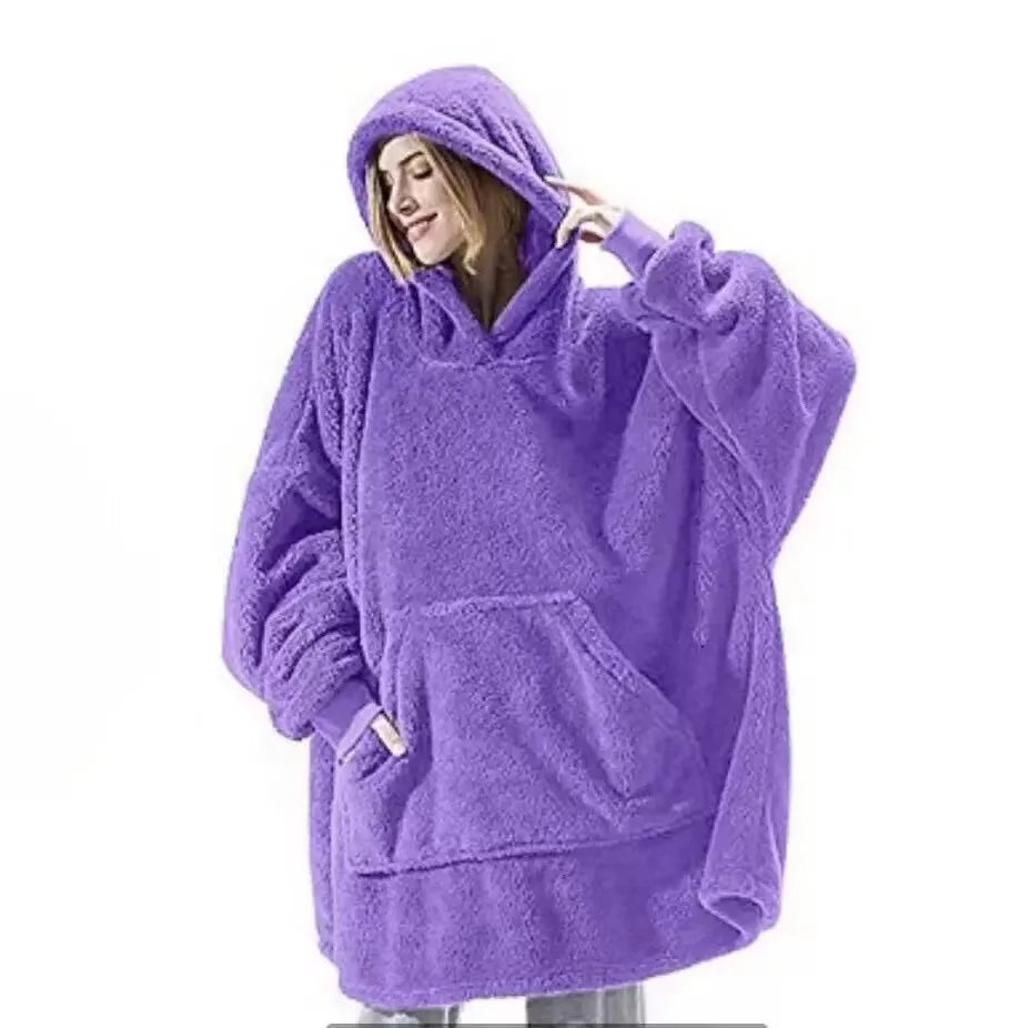 Cozy MIDSUM Oversized Winter Hoodie Blanket for Women - Warm Fleece with Sleeves & Large Pocket