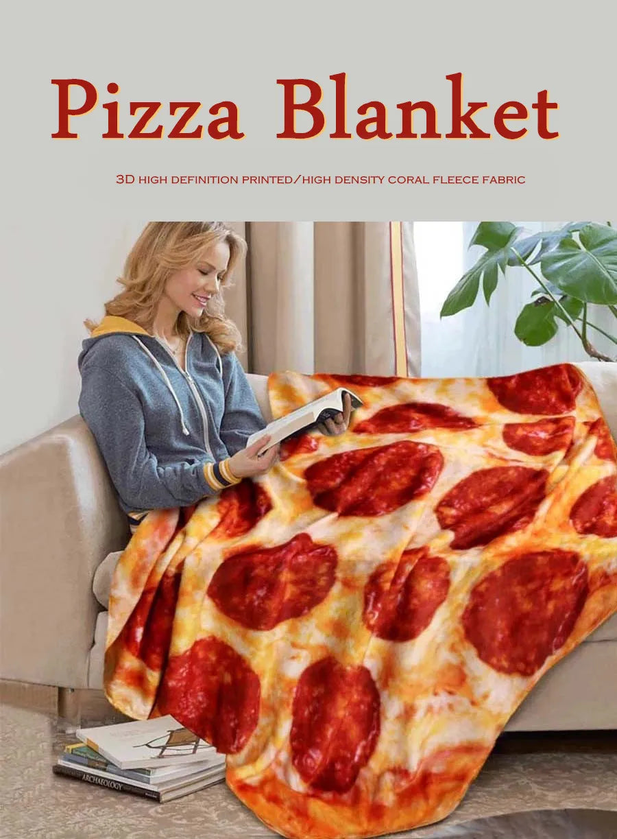 Cozy Coral Fleece Tortilla Pizza Blanket - Fluffy, Plush & Warm Mexican Round Throw