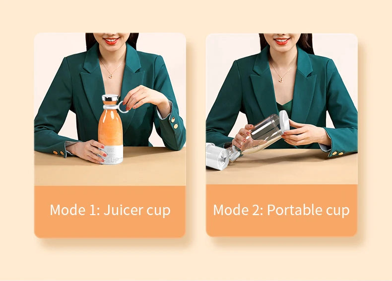 Portable Mini Juice Blender - 6-Blade USB Rechargeable Fruit Mixer for Fresh Juices