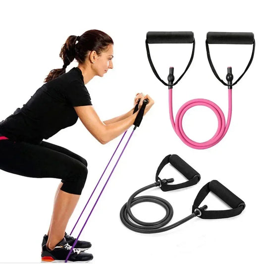 3-Level Resistance Yoga Bands with Handles - Elastic Fitness Tubes for Home Gym & Muscle Training