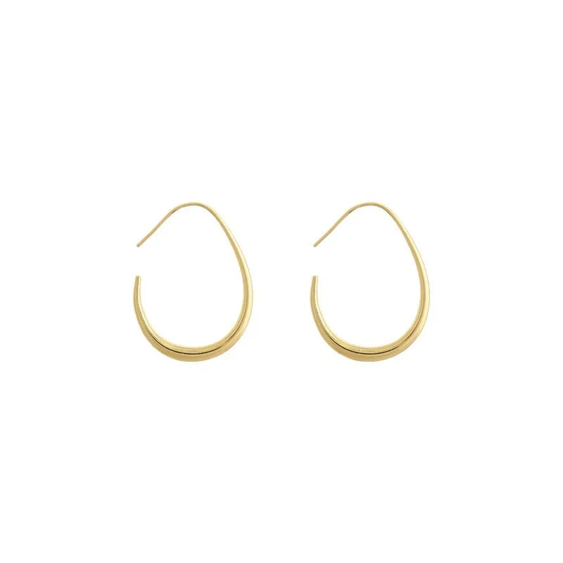 925 Silver Geometric Oval Hoop Earrings - Chic & Simple Party Jewelry for Women