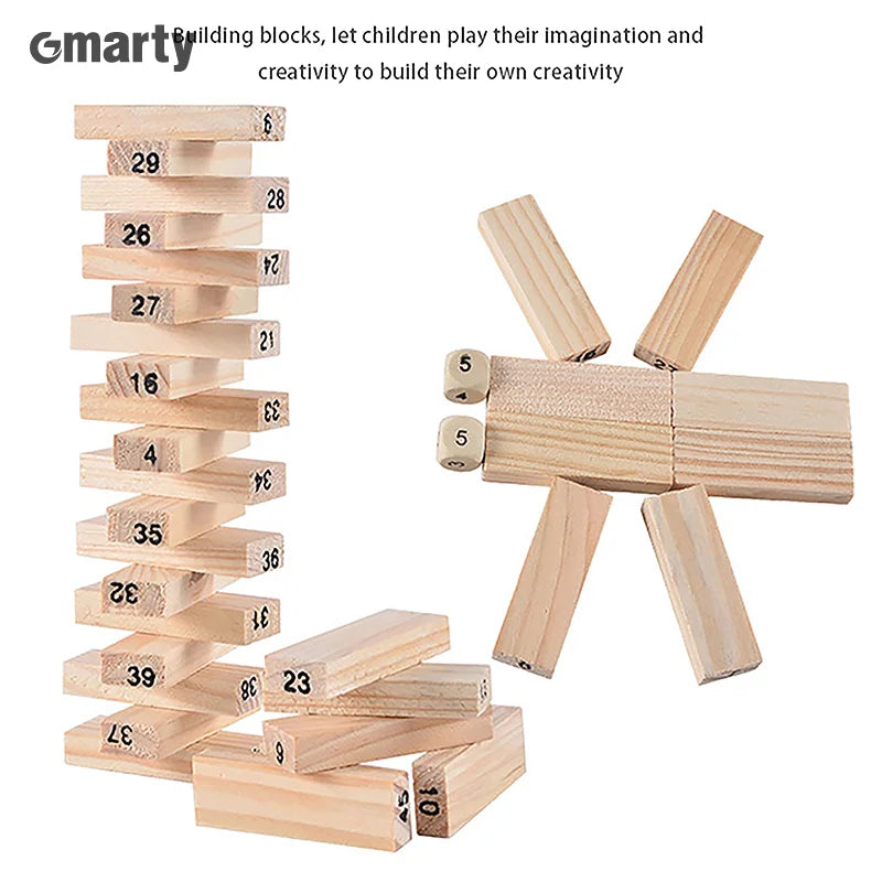 Solid Wood Stacking Puzzle Tower - Fun Parent-Child Interactive Game