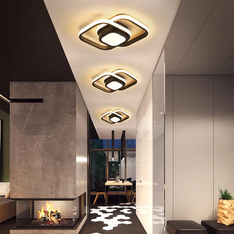 Chic Dual-Ring LED Ceiling Light - Modern, Creative Design for Hallway, Balcony, Office