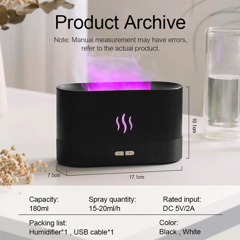 Color-Changing USB Cool Mist Humidifier & Essential Oil Diffuser - Flame Effect