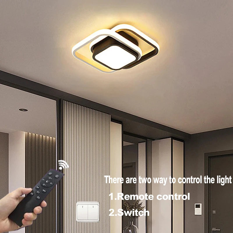 Chic Dual-Ring LED Ceiling Light - Modern, Creative Design for Hallway, Balcony, Office