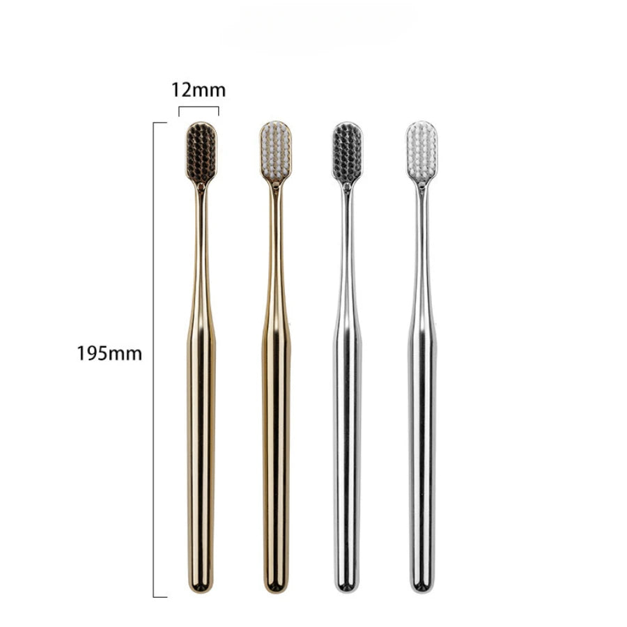 Elegant Gold & Silver Soft Toothbrushes for Adults - Gentle Luxury Dental Care