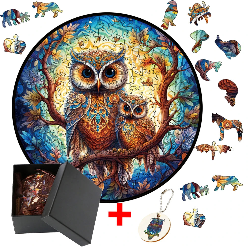 Charming Wooden Owl Jigsaw Puzzle - Fun Brain Teaser for All Ages! Perfect Birthday Gift & Family Game