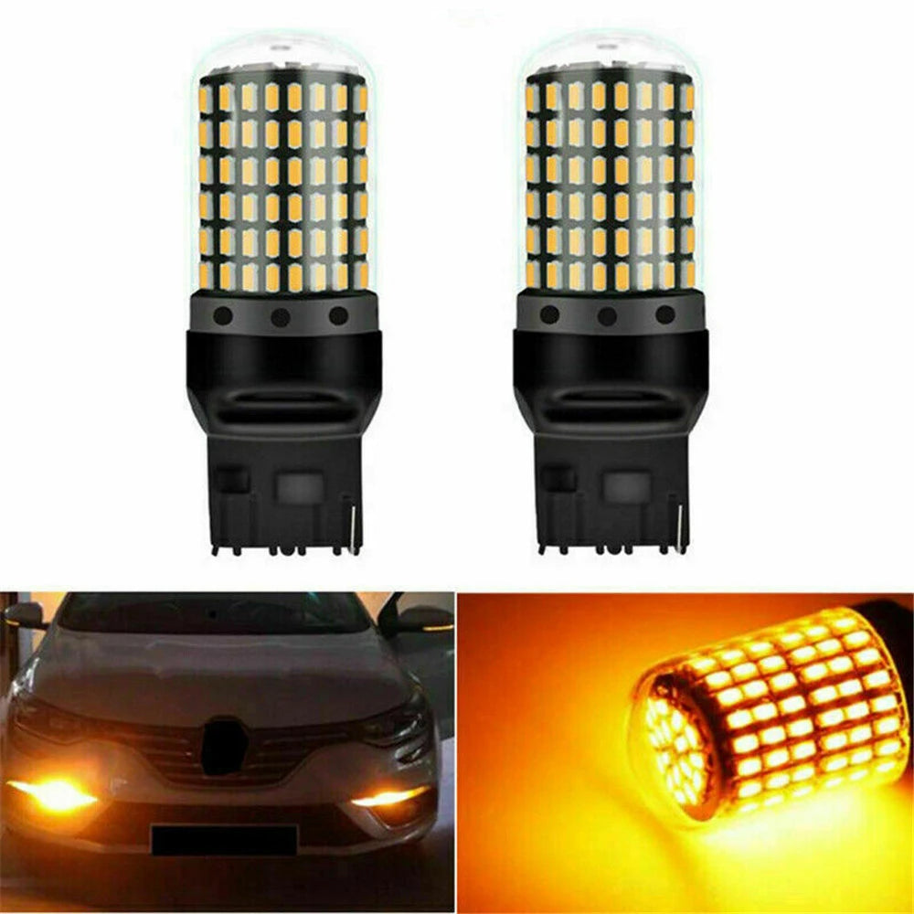 2-Pack LED Flashing Car Signal Lights - Canbus PY21W, P21W, BAU15S, 1156, BA15S, T20, 3157, 1157 Bulbs - 144SMD