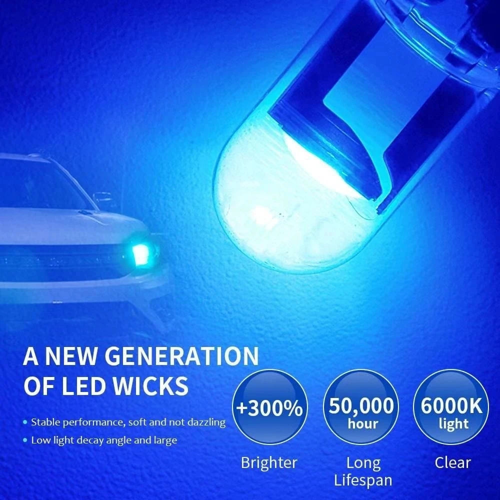 Vibrant Car LED T10 W5W Canbus COB Bulbs - 6000k White, Blue, Red - Perfect for Reading, Dome, License Plate & More!