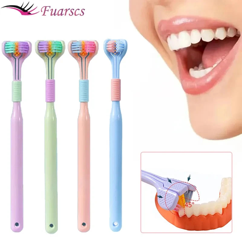 Triple-Sided Ultra Soft Bristle Toothbrush for Adults - Gentle Oral Care & Safety