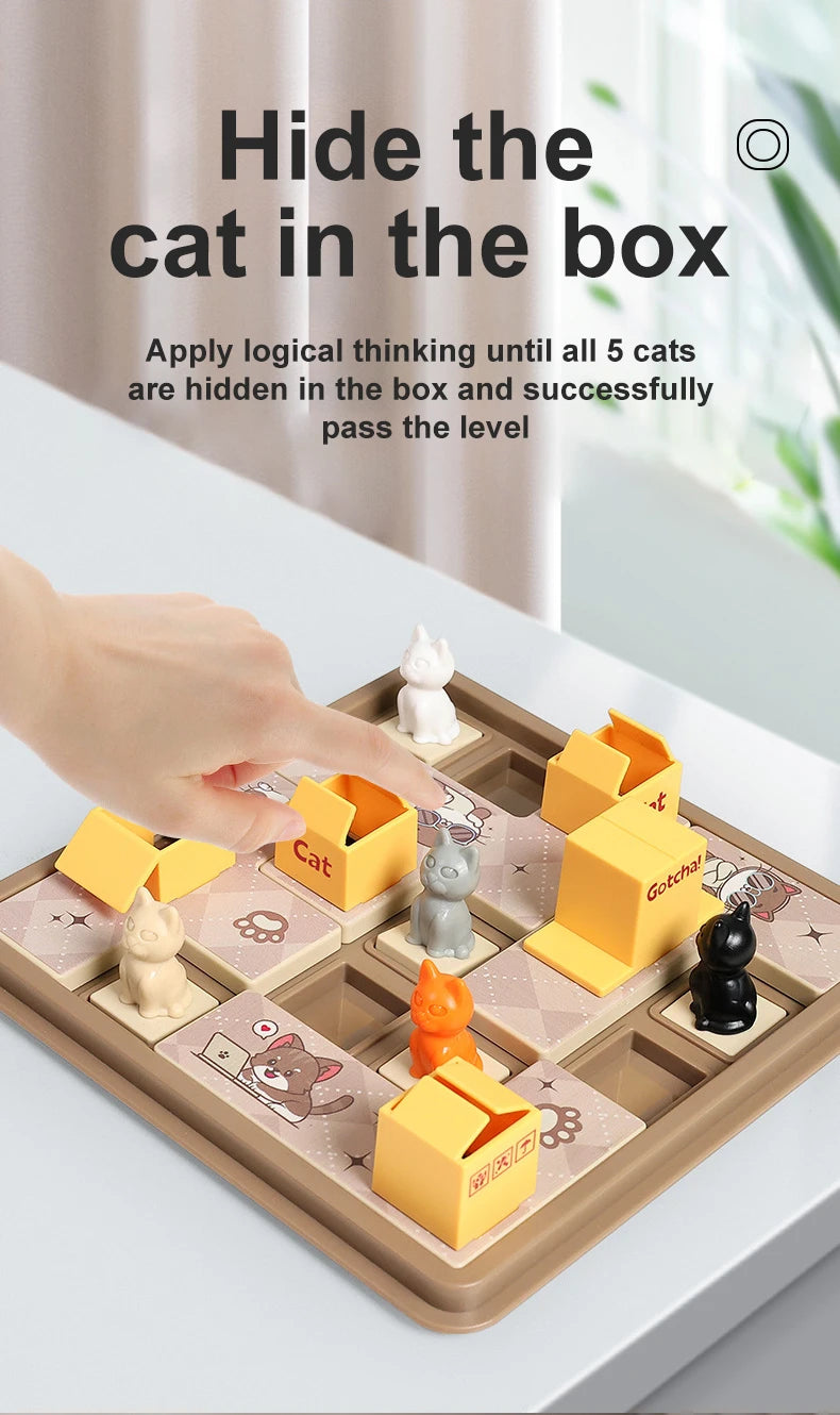 Montessori Cat Puzzle Board Game - Fun Learning for Kids 6-10